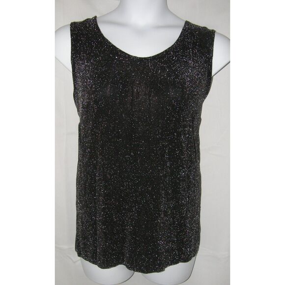 Sparkly Silver Sz Large Stretchy Sleeveless Top & Open Jacket 2 pc Roomy Set - Picture 4 of 5